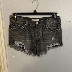 Free People We The Free Distressed Black Denim Frayed Hem size 27 Shorts